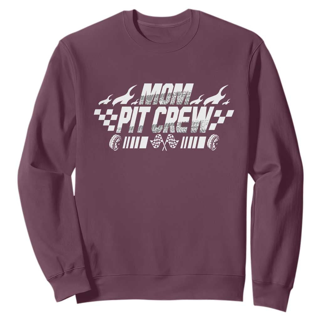 Mom Pit Crew Sweatshirt Race Car Family Racing Birthday Hosting Parties TS10 Maroon Print Your Wear