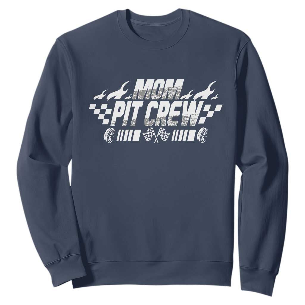 Mom Pit Crew Sweatshirt Race Car Family Racing Birthday Hosting Parties TS10 Navy Print Your Wear