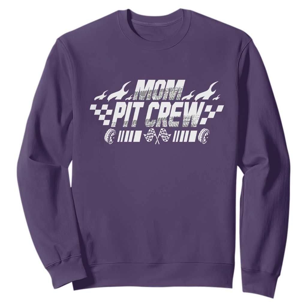 Mom Pit Crew Sweatshirt Race Car Family Racing Birthday Hosting Parties TS10 Purple Print Your Wear