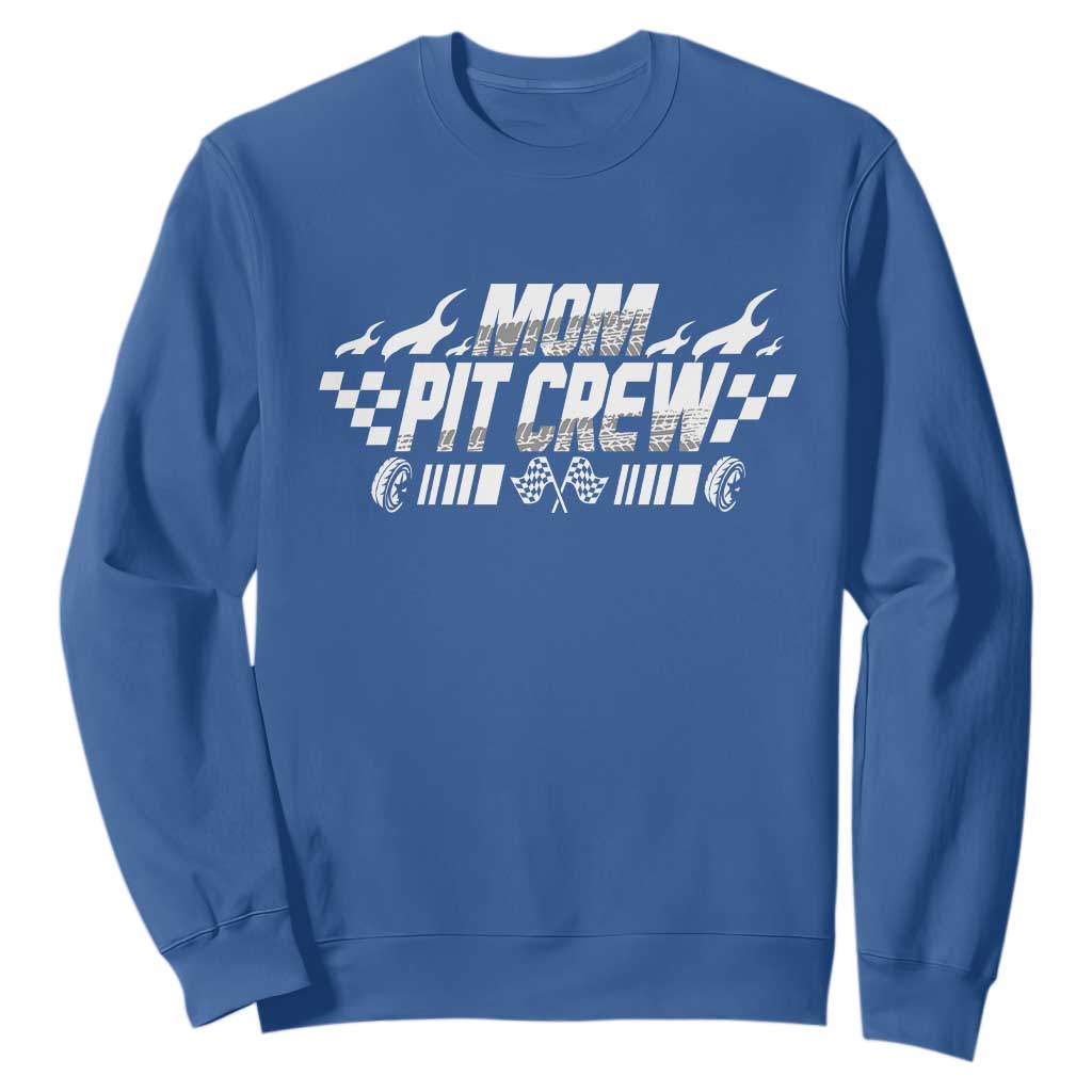 Mom Pit Crew Sweatshirt Race Car Family Racing Birthday Hosting Parties TS10 Royal Blue Print Your Wear