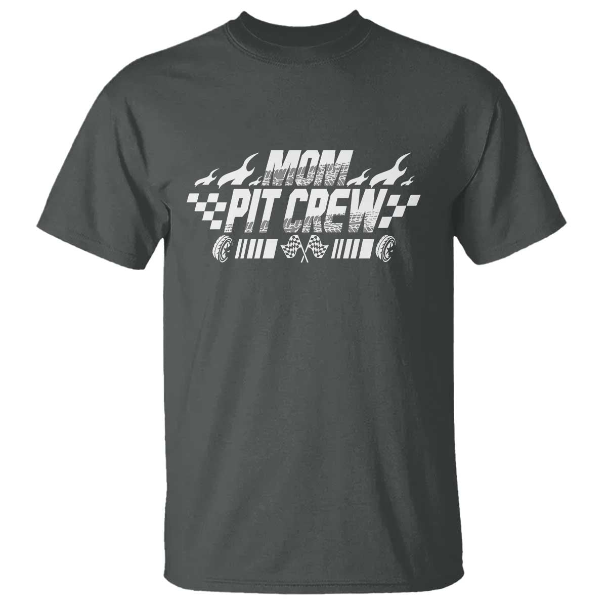 Mom Pit Crew T Shirt Race Car Family Racing Birthday Hosting Parties TS10 Dark Heather Print Your Wear