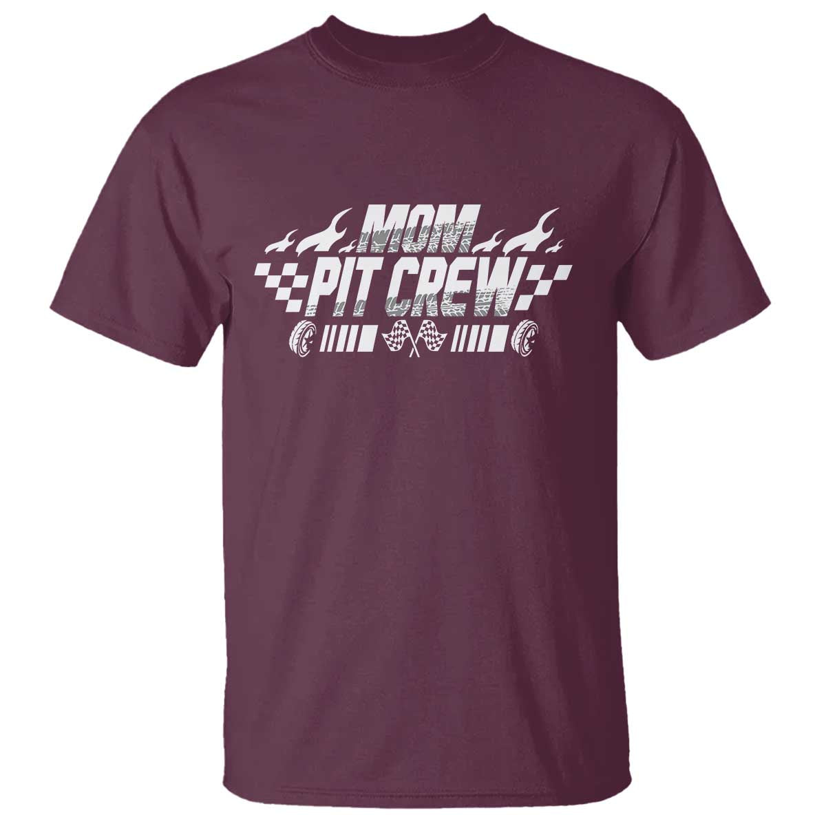 Mom Pit Crew T Shirt Race Car Family Racing Birthday Hosting Parties TS10 Maroon Print Your Wear