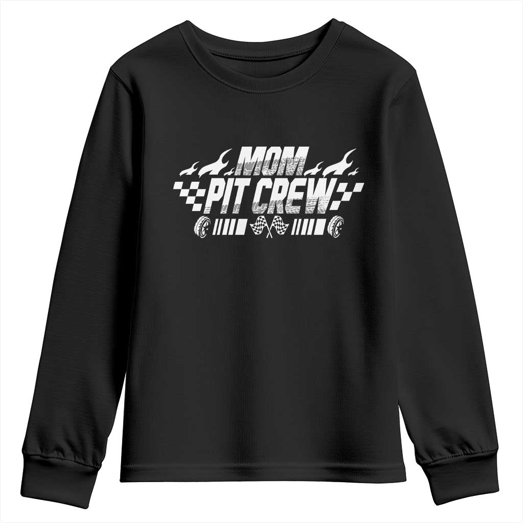 Mom Pit Crew Youth Sweatshirt Race Car Family Racing Birthday Hosting Parties TS10 Black Print Your Wear