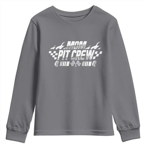 Mom Pit Crew Youth Sweatshirt Race Car Family Racing Birthday Hosting Parties TS10 Charcoal Print Your Wear