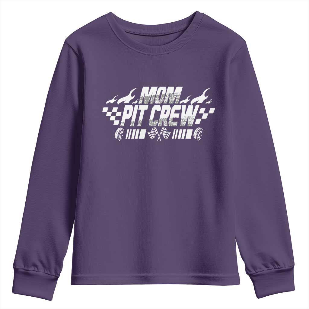 Mom Pit Crew Youth Sweatshirt Race Car Family Racing Birthday Hosting Parties TS10 Purple Print Your Wear