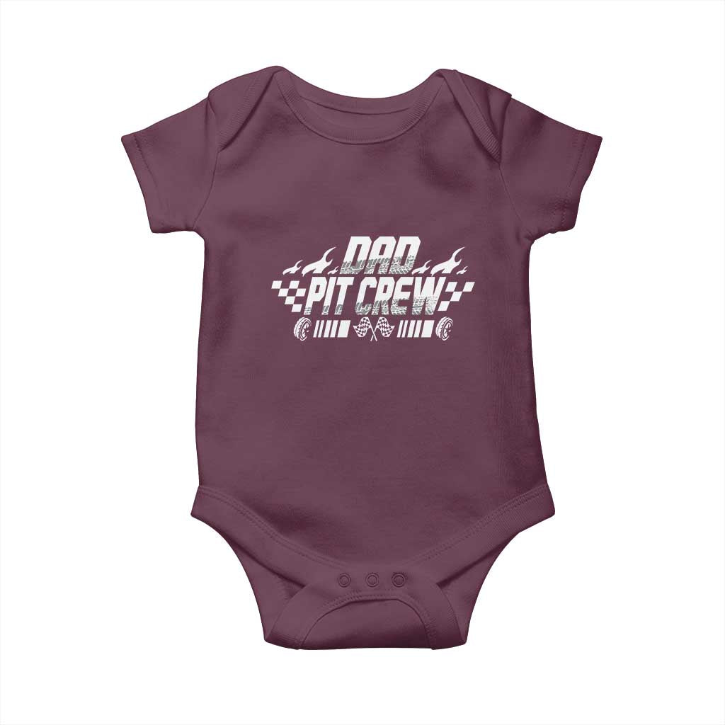 Dad Pit Crew Baby Onesie Race Car Family Racing Birthday Hosting Parties TS10 Maroon Print Your Wear