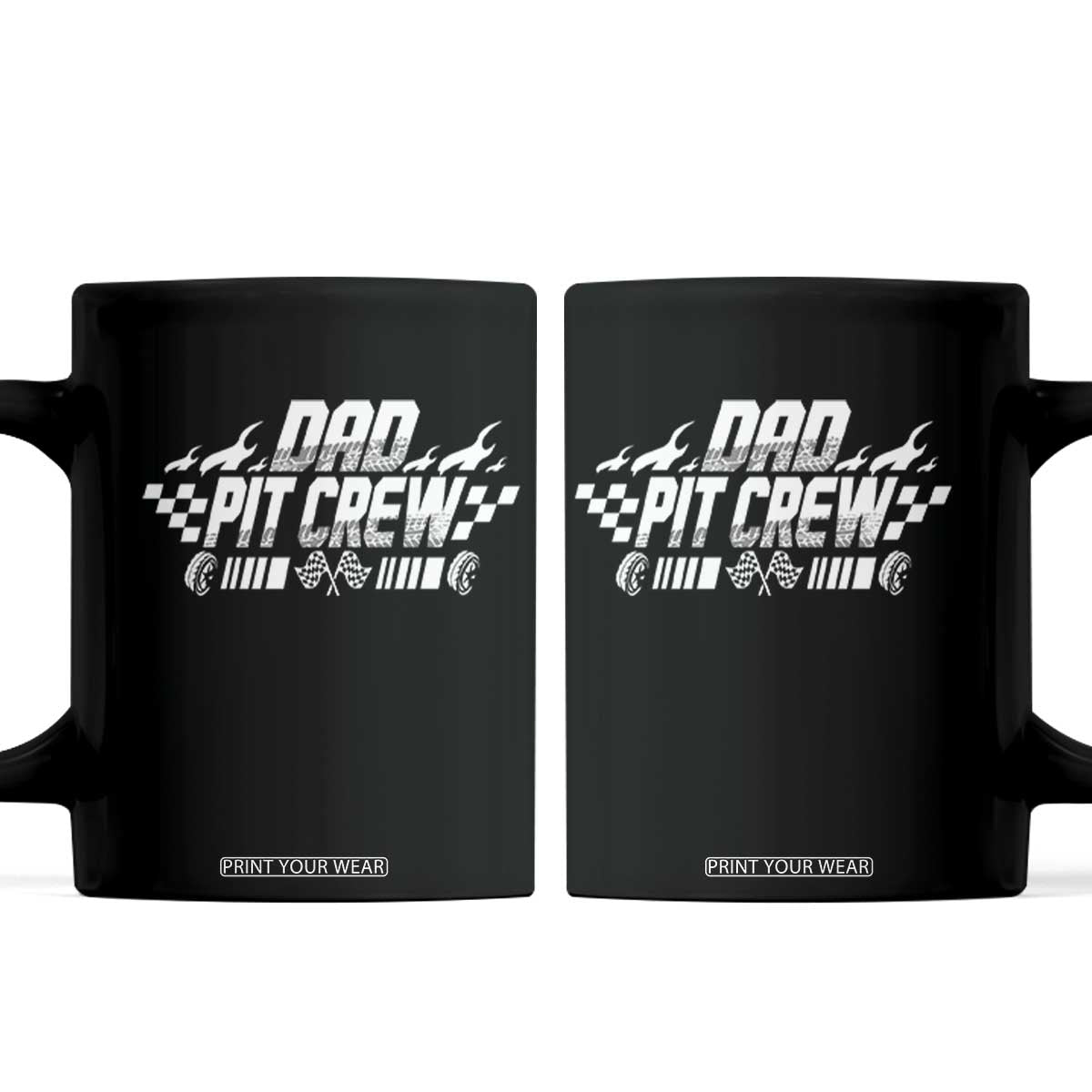 Dad Pit Crew Coffee Mug Race Car Family Racing Birthday Hosting Parties TS10 Black Print Your Wear