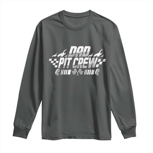 Dad Pit Crew Long Sleeve Shirt Race Car Family Racing Birthday Hosting Parties TS10 Dark Heather Print Your Wear