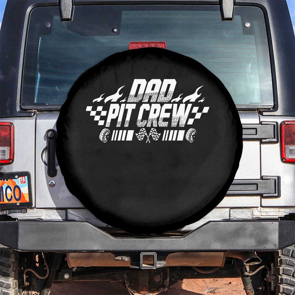 Dad Pit Crew Spare Tire Cover Race Car Family Racing Birthday Hosting Parties TS10 No hole Black Print Your Wear