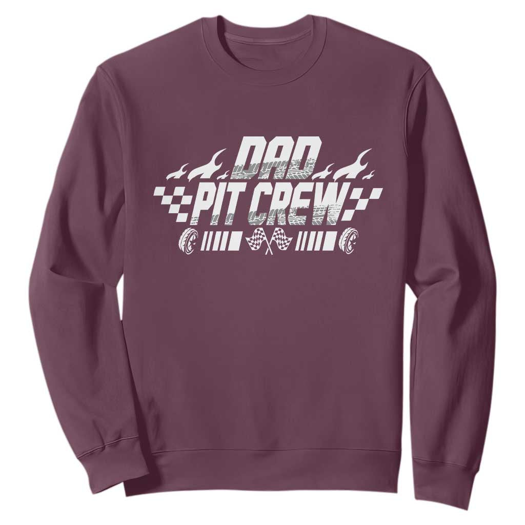 Dad Pit Crew Sweatshirt Race Car Family Racing Birthday Hosting Parties TS10 Maroon Print Your Wear