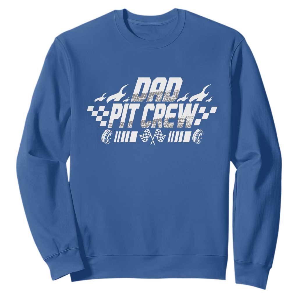 Dad Pit Crew Sweatshirt Race Car Family Racing Birthday Hosting Parties TS10 Royal Blue Print Your Wear