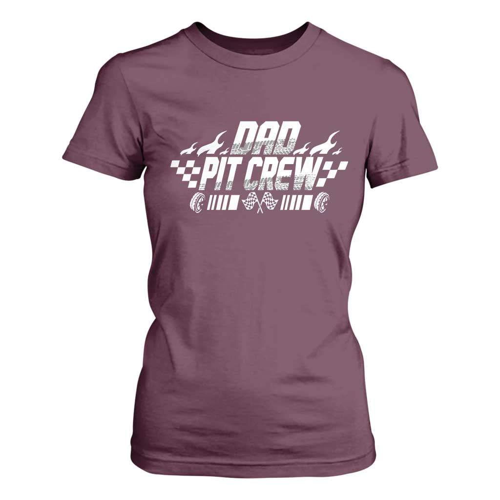 Dad Pit Crew T Shirt For Women Race Car Family Racing Birthday Hosting Parties TS10 Maroon Print Your Wear