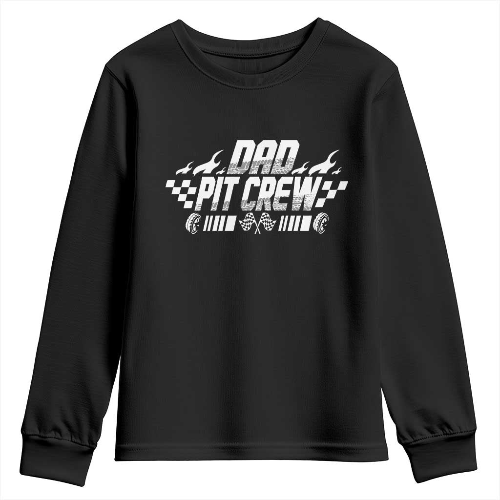 Dad Pit Crew Youth Sweatshirt Race Car Family Racing Birthday Hosting Parties TS10 Black Print Your Wear