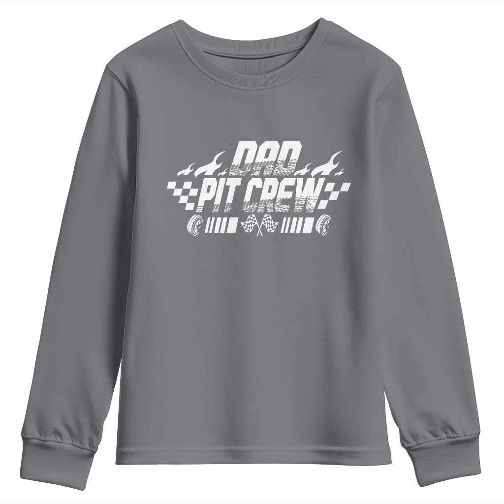 Dad Pit Crew Youth Sweatshirt Race Car Family Racing Birthday Hosting Parties TS10 Charcoal Print Your Wear