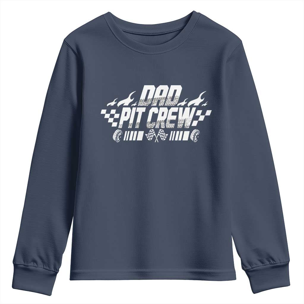 Dad Pit Crew Youth Sweatshirt Race Car Family Racing Birthday Hosting Parties TS10 Navy Print Your Wear