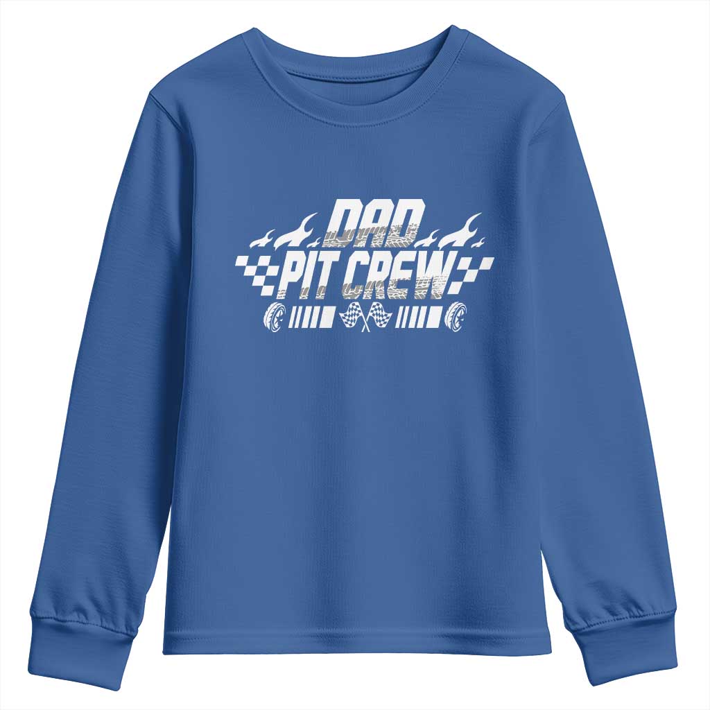 Dad Pit Crew Youth Sweatshirt Race Car Family Racing Birthday Hosting Parties TS10 Royal Blue Print Your Wear