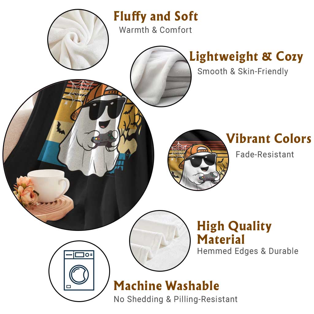 Halloween Boys Kids Ghost Gamer Scary Costume Gaming Men Throw Blanket Retro Funny Halloween TS10 Print Your Wear