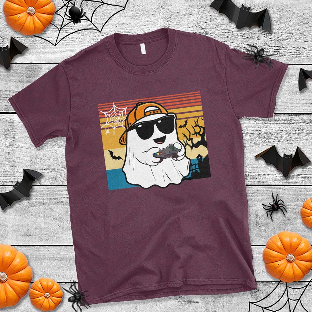 Halloween Boys Kids Ghost Gamer Scary Costume Gaming Men T Shirt Retro Funny Halloween TS10 Maroon Print Your Wear