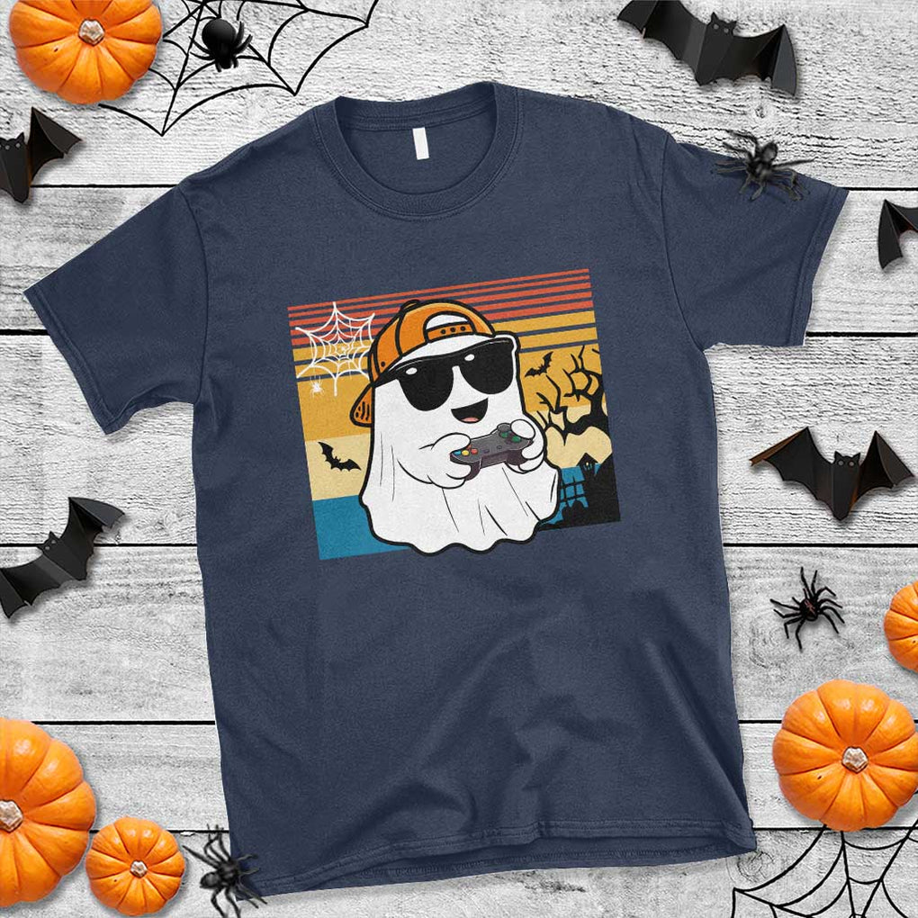 Halloween Boys Kids Ghost Gamer Scary Costume Gaming Men T Shirt Retro Funny Halloween TS10 Navy Print Your Wear