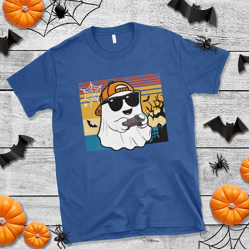 Halloween Boys Kids Ghost Gamer Scary Costume Gaming Men T Shirt Retro Funny Halloween TS10 Royal Blue Print Your Wear