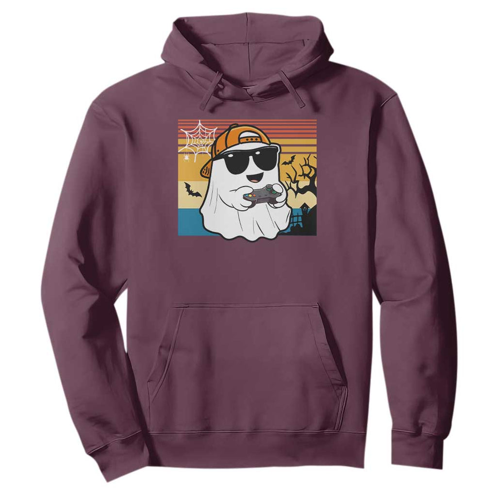 Halloween Boys Kids Ghost Gamer Scary Costume Gaming Men Hoodie Retro Funny Halloween TS10 Maroon Print Your Wear