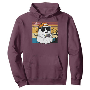 Halloween Boys Kids Ghost Gamer Scary Costume Gaming Men Hoodie Retro Funny Halloween TS10 Maroon Print Your Wear