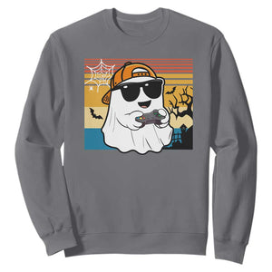 Halloween Boys Kids Ghost Gamer Scary Costume Gaming Men Sweatshirt Retro Funny Halloween TS10 Charcoal Print Your Wear