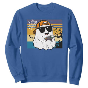 Halloween Boys Kids Ghost Gamer Scary Costume Gaming Men Sweatshirt Retro Funny Halloween TS10 Royal Blue Print Your Wear