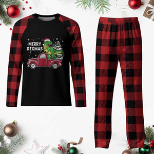 Dinosaur Christmas Tree Plaid Pajama Set Merry Rexmas Xmas Pet Dino Trex Red Truck Family TS10 Buffalo Plaid Print Your Wear