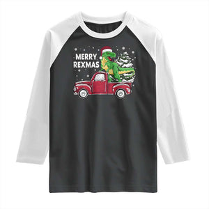 Dinosaur Christmas Tree Raglan Shirt Merry Rexmas Xmas Pet Dino Trex Red Truck Family TS10 Black White Print Your Wear