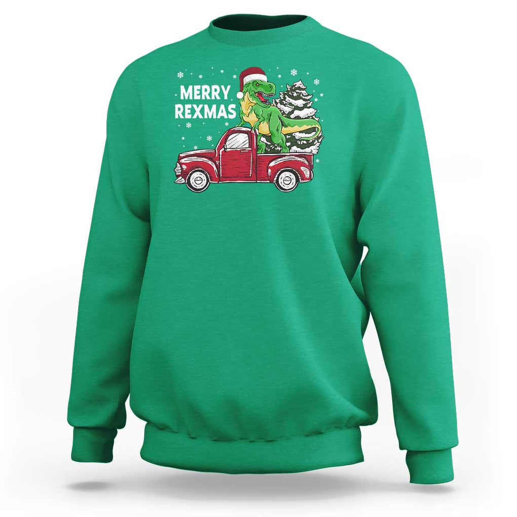 Dinosaur Christmas Tree Sweatshirt Merry Rexmas Xmas Pet Dino Trex Red Truck Family TS10 Irish Green Print Your Wear
