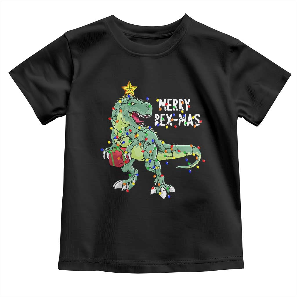 Dinosaur Christmas Tree Rex Baby Shirt Merry Rex-Mas Xmas Pet Dino Trex Xmas Lights TS10 Black Print Your Wear