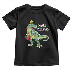 Dinosaur Christmas Tree Rex Baby Shirt Merry Rex-Mas Xmas Pet Dino Trex Xmas Lights TS10 Black Print Your Wear