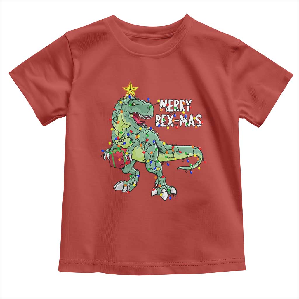Dinosaur Christmas Tree Rex Baby Shirt Merry Rex-Mas Xmas Pet Dino Trex Xmas Lights TS10 Red Print Your Wear