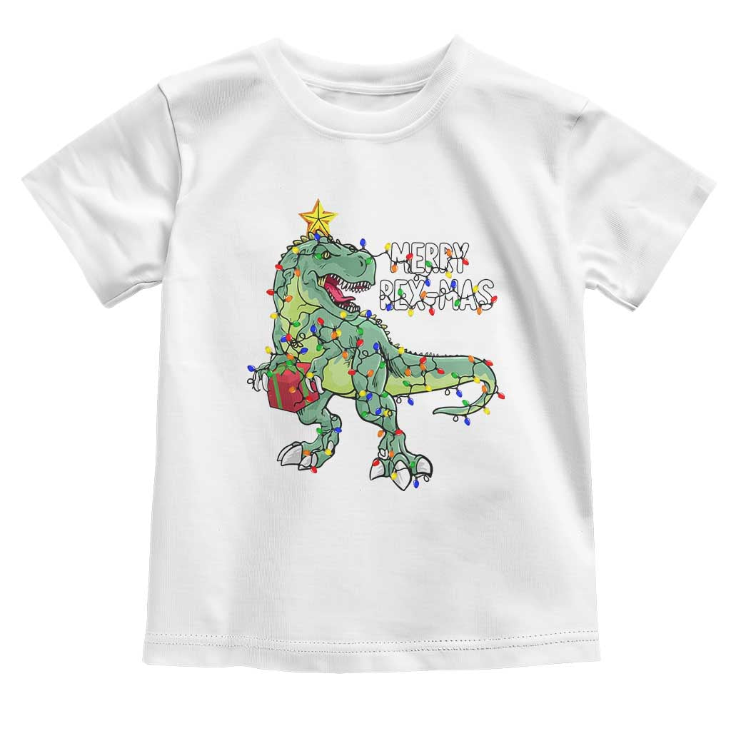 Dinosaur Christmas Tree Rex Baby Shirt Merry Rex-Mas Xmas Pet Dino Trex Xmas Lights TS10 White Print Your Wear