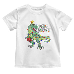Dinosaur Christmas Tree Rex Baby Shirt Merry Rex-Mas Xmas Pet Dino Trex Xmas Lights TS10 White Print Your Wear