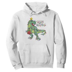 Dinosaur Christmas Tree Rex Hoodie Merry Rex-Mas Xmas Pet Dino Trex Xmas Lights TS10 White Print Your Wear