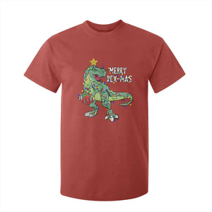 Dinosaur Christmas Tree Rex T Shirt For Kid Merry Rex-Mas Xmas Pet Dino Trex Xmas Lights TS10 Red Print Your Wear