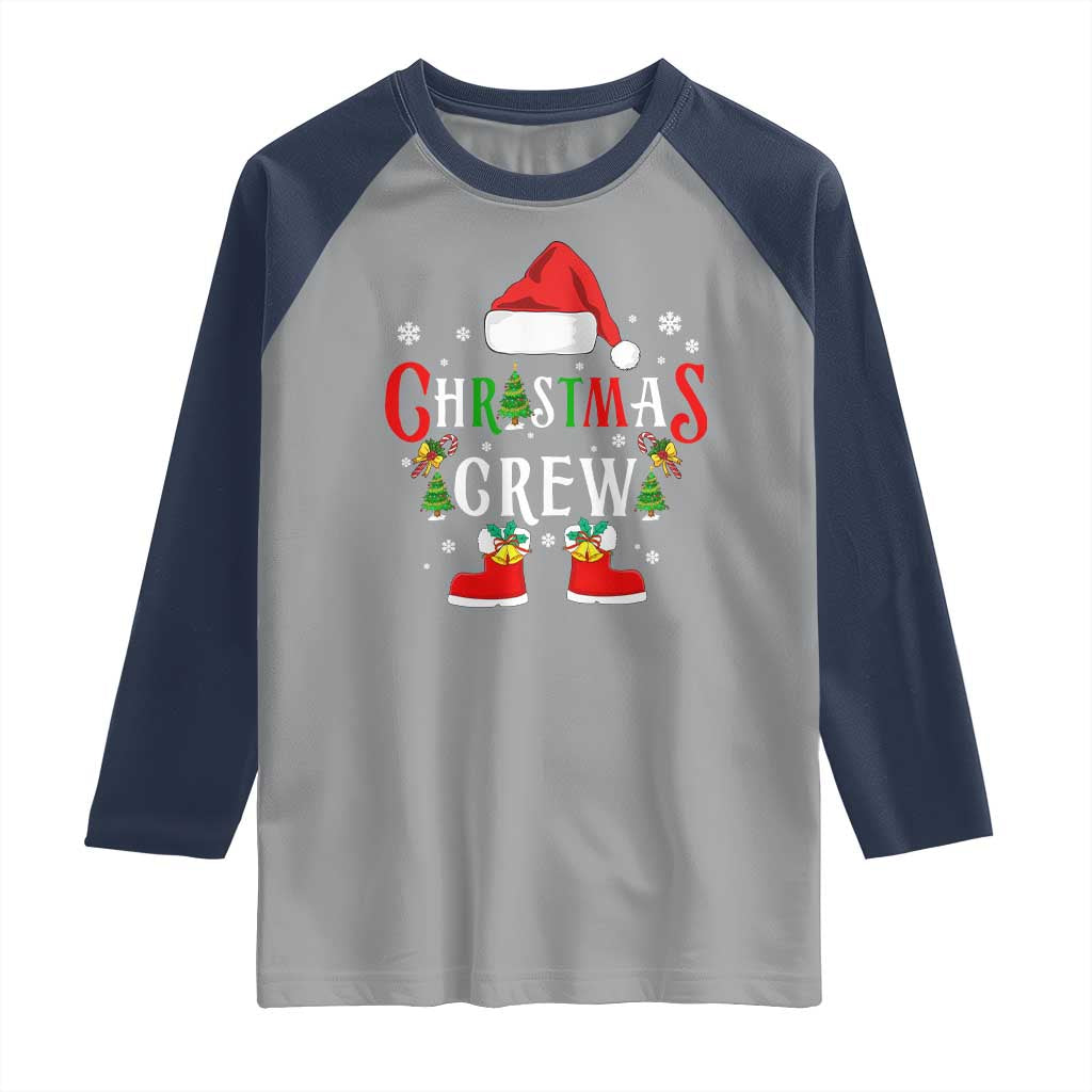 Christmas Crew Raglan Shirt Merry and Bright Christmas Shirt Xmas TS10 Sport Gray Navy Print Your Wear