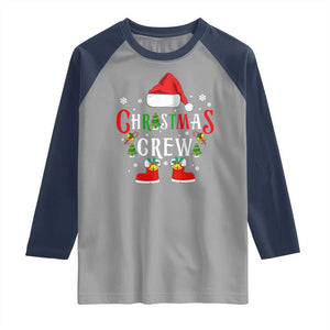 Christmas Crew Raglan Shirt Merry and Bright Christmas Shirt Xmas TS10 Sport Gray Navy Print Your Wear