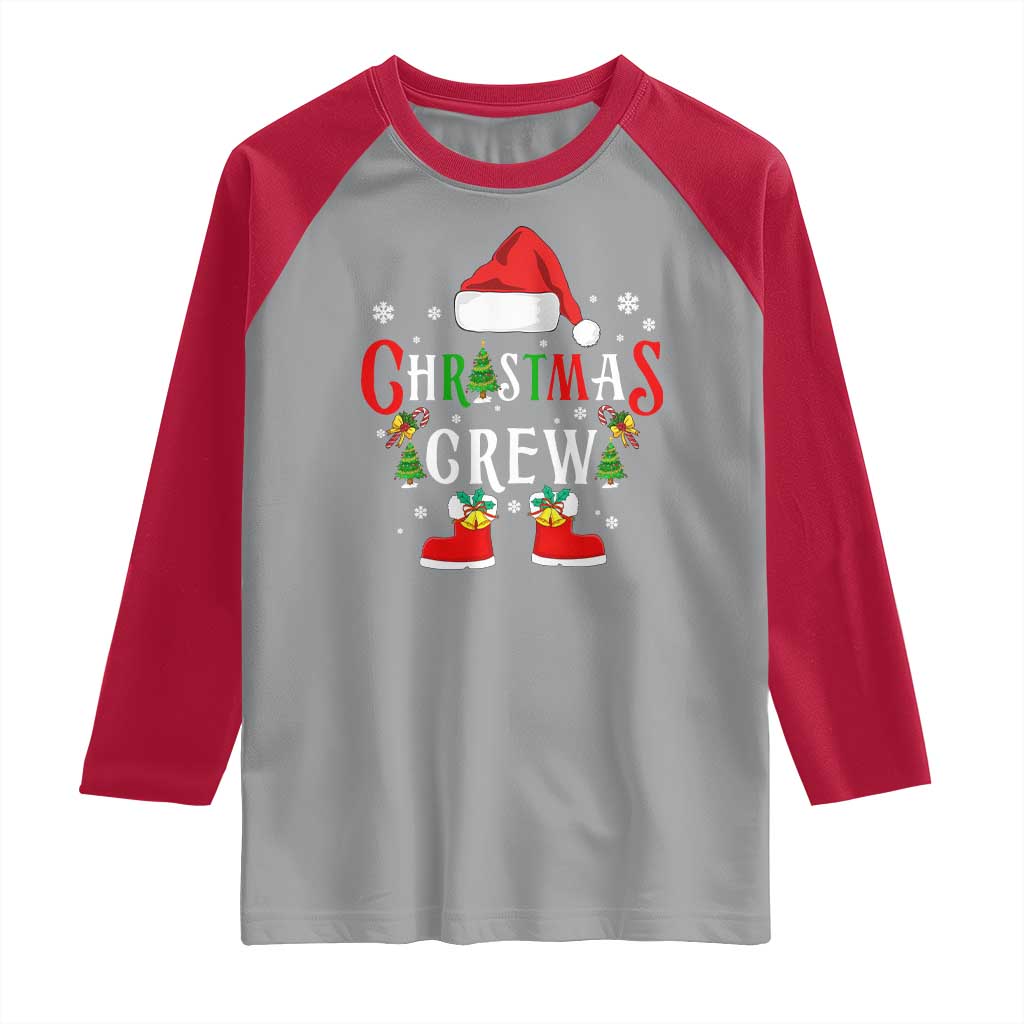 Christmas Crew Raglan Shirt Merry and Bright Christmas Shirt Xmas TS10 Sport Gray Red Print Your Wear