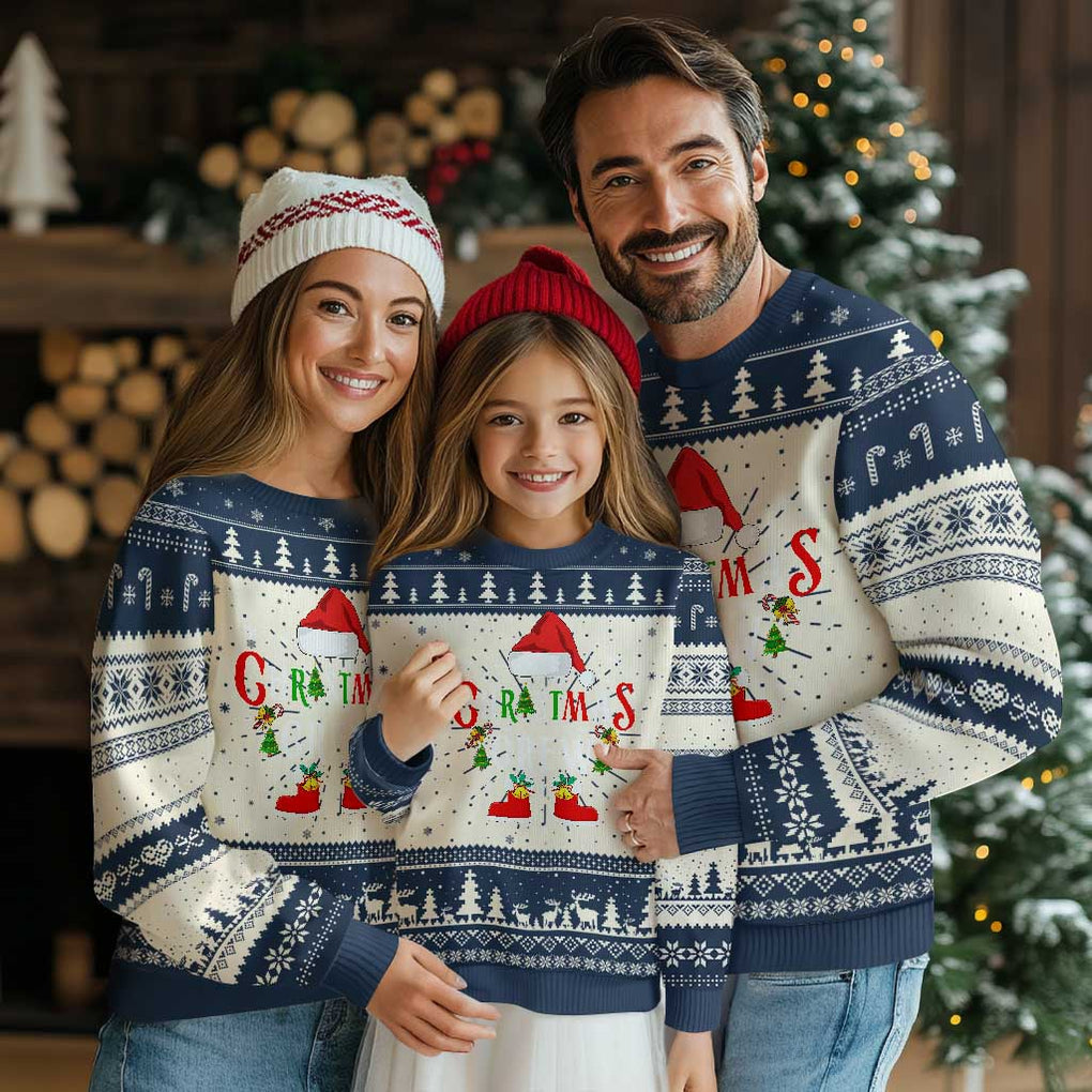 Christmas Crew Ugly Christmas Sweater Merry and Bright Christmas Shirt Xmas TS10 Navy Print Your Wear