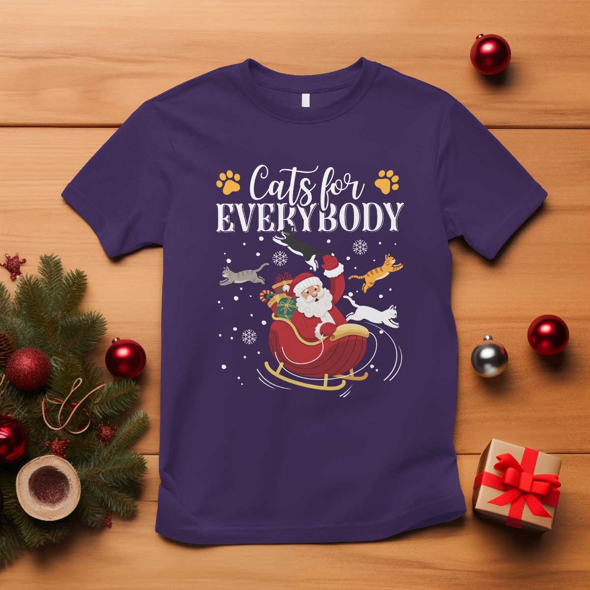 Christmas Cat Lover T Shirt Cats For Everybody Funny Xmas TS10 Purple Print Your Wear