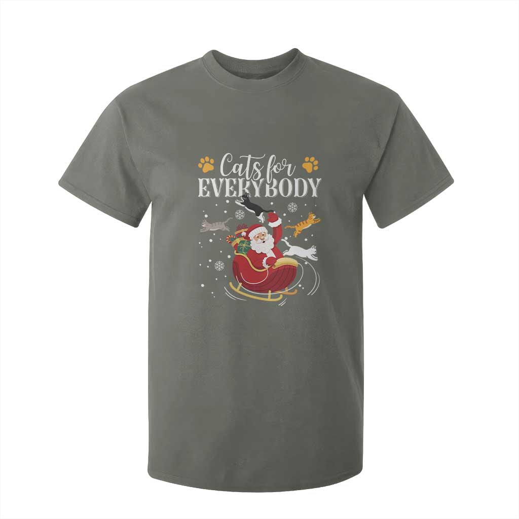 Christmas Cat Lover T Shirt For Kid Cats For Everybody Funny Xmas TS10 Military Green Print Your Wear