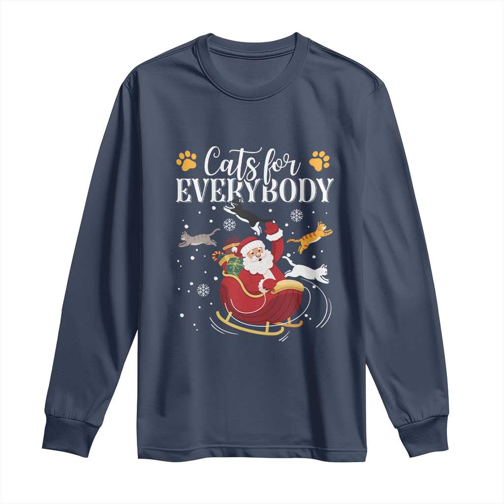 Christmas Cat Lover Long Sleeve Shirt Cats For Everybody Funny Xmas TS10 Navy Print Your Wear