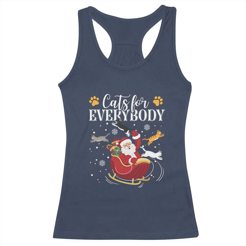 Christmas Cat Lover Racerback Tank Top Cats For Everybody Funny Xmas TS10 Navy Print Your Wear