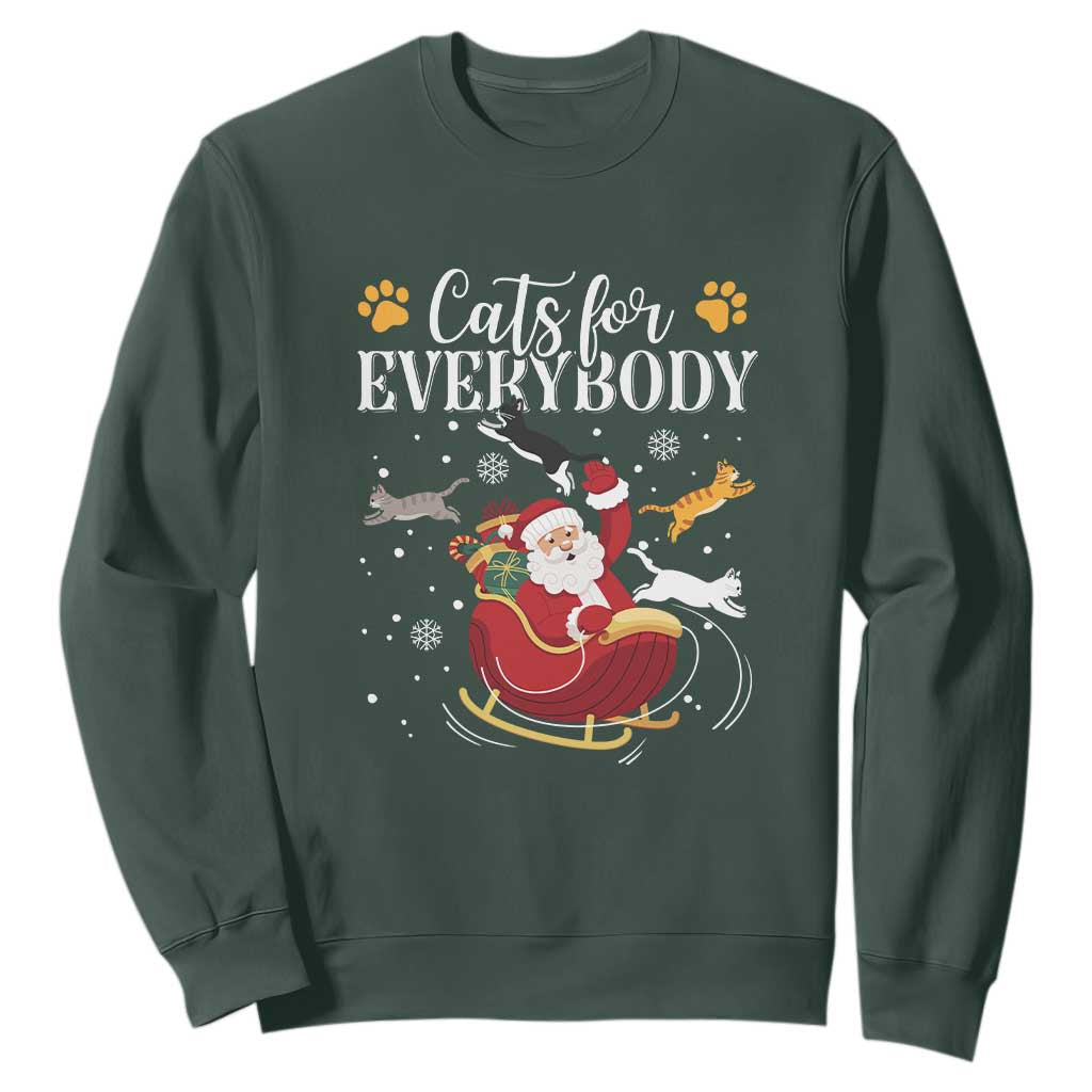 Christmas Cat Lover Sweatshirt Cats For Everybody Funny Xmas TS10 Dark Forest Green Print Your Wear