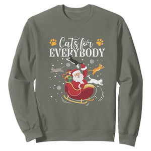 Christmas Cat Lover Sweatshirt Cats For Everybody Funny Xmas TS10 Military Green Print Your Wear