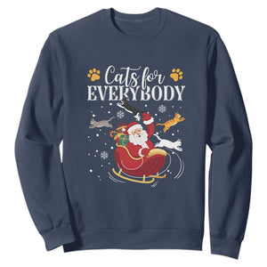 Christmas Cat Lover Sweatshirt Cats For Everybody Funny Xmas TS10 Navy Print Your Wear