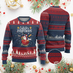 Christmas Cat Lover Knit Sweatshirt Cats For Everybody Funny Xmas TS10 Burgundy Print Your Wear